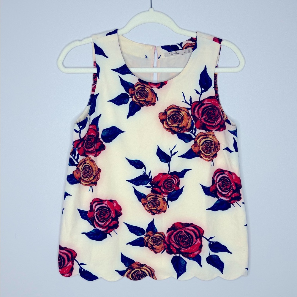 Anthropologie Elegant Scalloped Roses Top